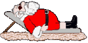 Mini animatie van een kerstman - De Kerstman ligt te slapen op een strandstoel