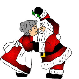 Middelgrote kerstanimatie van een kerstman - De Kerstman en zijn vrouw zoenen elkaar