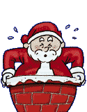 Kleine animatie van een schoorsteen - De Kerstman zit vast in de schoorsteen
