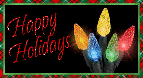 Grote kerst animatie van kerstverlichting - Happy Holidays met gekleurde kerstlampjes