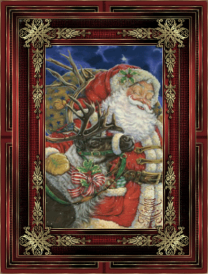 Grote kerstanimatie - De Kerstman met zijn rendier en de zak met kerstcadeaus