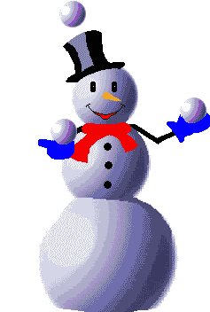 Middelgrote animatie van een sneeuwpop - Sneeuwpop die met sneeuwballen aan het jongleren is