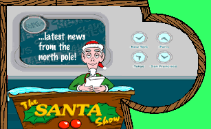 Middelgrote kerstanimatie van een kerstman - The Santa Show met latest news from the north pole