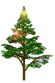 Mini kerstanimatie van een kerstboom - Kerstboom met oplichtende gele sterren