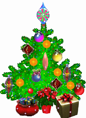 Grote kerstanimatie van een kerstboom - Kerstboom met oplichtende gekleurde spikkels