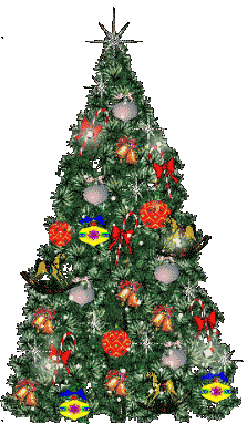 Middelgrote kerstanimatie van een kerstboom - Kerstboom met gekleurde kerstversiering