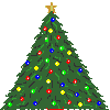 Mini kerstanimatie van een kerstboom - Kerstboom met gekleurde kerstballen en groene twinkelverlichting