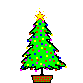 Mini kerstanimatie van een kerstboom - Kerstboom met gekleurde twinkelverlichting en een gele ster als piek