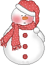 Mini animatie van een sneeuwpop - Blozende sneeuwpop met rode sjaal en kerstmuts