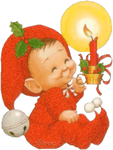 Middelgrote kerstmis animatie van een kerstkaars - Kind met een brandende rode kaars