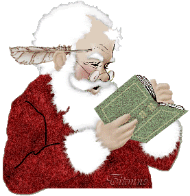 Middelgrote kerstanimatie van een kerstman - De Kerstman leest in een boek
