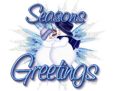 Grote animatie van een sneeuwpop - Seasons Greetings met twee verliefde sneeuwpoppen