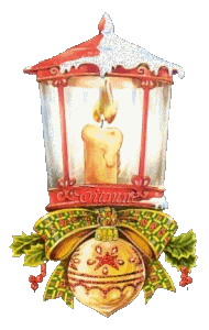 Middelgrote kerstmis animatie van een kerstkaars - Brandende kaars in een lantaarn met een kerstbal