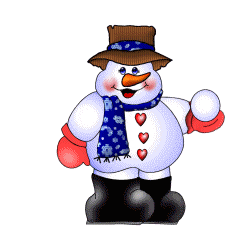 Middelgrote animatie van een sneeuwpop - De sneeuwman gooit met een sneeuwbal