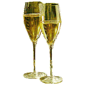 Middelgrote kerstanimatie - Twee glazen champagne