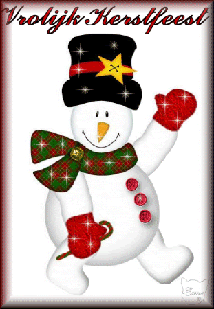 Grote animatie van een sneeuwpop - Vrolijk Kerstfeest met een sneeuwman met sterretjes