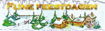 Middelgrote animatie van een kerstwens - Fijne Feestdagen met een dorp in een sneeuwlandschap