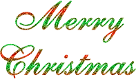 Kleine animatie van een kerstwens - Merry Christmas in rood groene letters