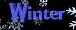 Mini animatie van sneeuw - Winter in blauwe letters met sneeuwkristallen