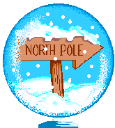 Kleine animatie van sneeuw - Globe met een pijl naar de Noord Pool