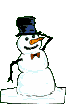 Mini animatie van een sneeuwpop - Sneeuwpop neemt zijn zwarte hoed af