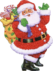 Middelgrote kerstanimatie van een kerstman - Glitter Kerstman die zijn hand opsteekt