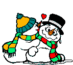 Mini animatie van een sneeuwpop - Twee verliefde sneeuwpoppen met rode hartjes