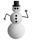 Mini animatie van een sneeuwpop - Zwaaiende sneeuwpop met zwarte hoed