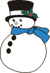 Mini animatie van een sneeuwpop - Sneeuwpop met blauwe sjaal en zwarte hoed