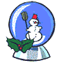 Mini animatie van een sneeuwglobe - Sneeuwpop in een blauwe sneeuwglobe