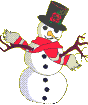 Mini animatie van een sneeuwpop - Dansende sneeuwpop met rode sjaal en zwarte hoed