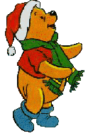 Kleine animatie van een kerstdier - Wandelende beer met groene sjaal en een kerstmuts op zijn kop