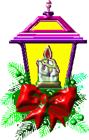Kleine kerstanimatie van een kerstkaars - Brandende kerstkaars in een lantaarn met een rode strik