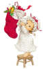 Mini animatie van een kerstengel - Engeltje dat een beertje in een kerstsok doet