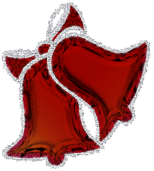 Grote kerstanimatie van een kerstklok - Glitter rondom twee rode kerstklokken met een strik