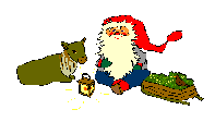 Kleine kerstanimatie van een kerstman - De Kerstman die een koe voert