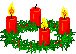 Mini kerstmis animatie van een kerstkaars - Kerstkrans met vier rode kaarsen waarvan er drie branden