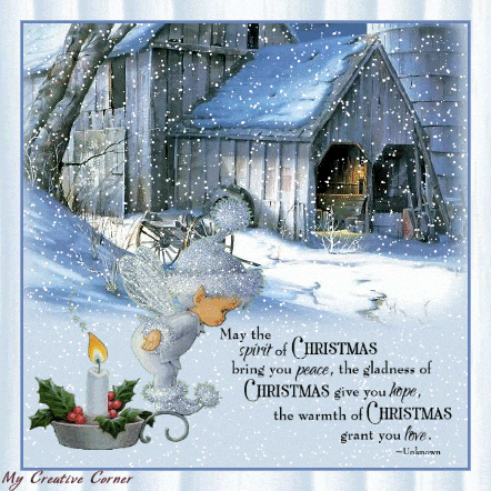Grote animatie van sneeuw - May the spirit of Christmas bring you peace, the gladness of Christmas give you hope, the warmth of Christmas grant you love