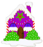 Kleine animatie van een kersthuis - Besneeuwd huis met kerstverlichting en een kerstster