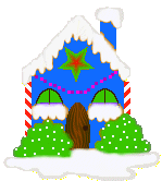 Kleine animatie van een kersthuis - Besneeuwd huis met kerstverlichting en een kerstster