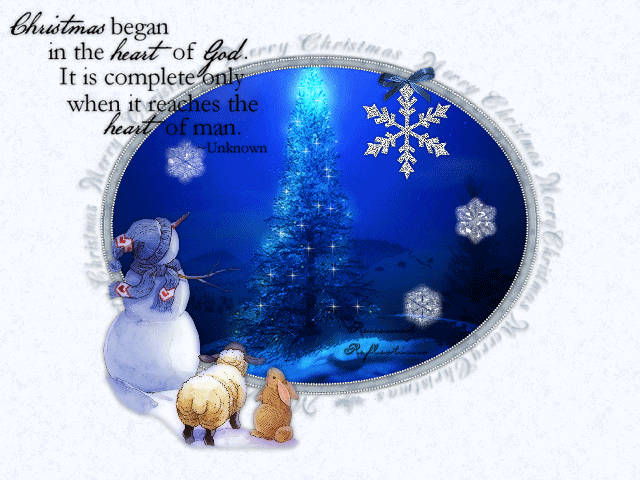 Grote animatie van een sneeuwpop - Christmas began in the heart of God. It is complete only when i reaches the heart of man