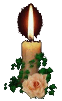 Kleine kerstanimatie van een kerstkaars - Brandende witte kaars met een roos