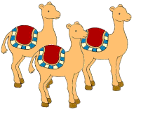 Kleine animatie van een kerstdier - De drie kamelen van de wijzen uit het oosten