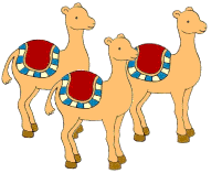 Kleine animatie van een kerstdier - De drie kamelen van de wijzen uit het oosten