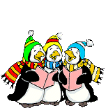 Kleine animatie van een kerstdier - Drie zingende pinguïns die kerstliederen zingen