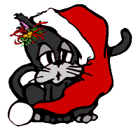 Kleine animatie van een kerstdier - Katje met een rode kerstmuts