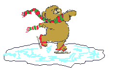 Kleine animatie van een kerstdier - Lijpe schaatser