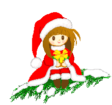 Kleine animatie van een kerstmeisje - Meisje in kerstkleren terwijl het sneeuwt