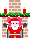 Mini animatie van een schoorsteen - De Kerstman komt door de schoorsteen waar twee rode kerstsokken aan hangen en waar twee rode kaarsen op de schoorsteenmantel staan te branden