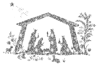 Middelgrote animatie van een kerststal - Kerststal met Maria en het kindeke Jezus en de wijzen uit het oosten in glitter